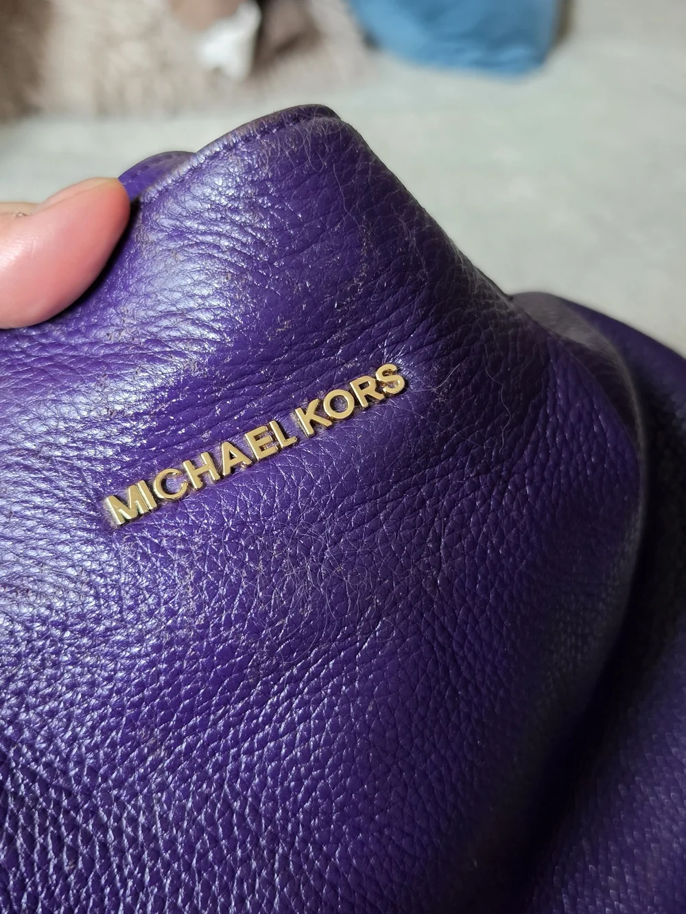 Michael Kors Fulton Hobo purple pebbled leather shoulder bag